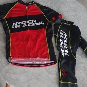 Jakroo The Rock Racing‎ Bike L Shirt Padded M Shorts Cycling Set Black Red